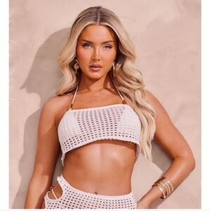 NWT PrettyLittleThing Crochet Cut Out Bandeau Top